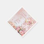 ピンクエレガントフローラハイティーガール赤ちゃんシャワー スタンダードカクテルナプキン (角)