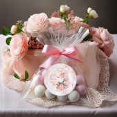 ピンクエレガントフローラハイティーガール赤ちゃんシャワー ラウンドシール