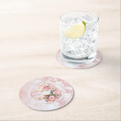 ピンクエレガントフローラハイティーガール赤ちゃんシャワー ラウンドペーパーコースター (インサイチュ)