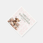 ピンクエレガントフローラハイランド牛の赤ちゃんシャワー スタンダードカクテルナプキン (角)