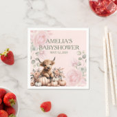 ピンクエレガントフローラハイランド牛の赤ちゃんシャワー スタンダードカクテルナプキン (インサイチュ)