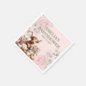 ピンクエレガントフローラハイランド牛の赤ちゃんシャワー スタンダードカクテルナプキン (角)