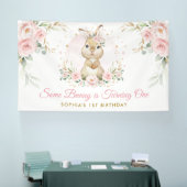 ピンクエレガントフローラバニーラビットガール誕生日 横断幕 (トレードショー)