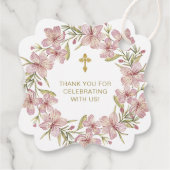 ピンクエレガントフローラバプテスマありがとう フェイバータグ (裏面)