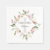 ピンクエレガントフローラバプテスマ宗教カスタムパーティー スタンダードカクテルナプキン (正面)