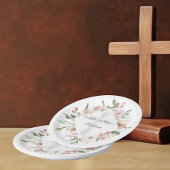 ピンクエレガントフローラバプテスマ宗教カスタムパーティー ペーパープレート