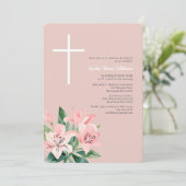 ピンクエレガントフローラバプテスマ招待状 招待状 (スタンド正面)