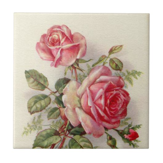 ピンクエレガントフローラバラヴィンテージホームデコータイル タイル (正面)