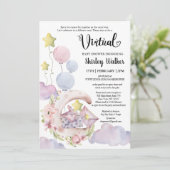 ピンクエレガントフローラバルーン仮想ベビーシャワー 招待状 (スタンド正面)