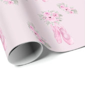 ピンクエレガントフローラバレリナシューズガールズ誕生日 ラッピングペーパー (ロールコーナー)