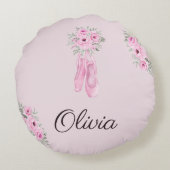 ピンクエレガントフローラバレリパーソナライズされたナ名Th ラウンドクッション (裏面)