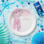 ピンクエレガントフローラバレリーナシューズベビーシャワー ペーパープレート (パーティー)