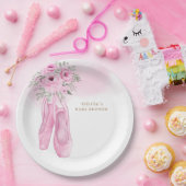 ピンクエレガントフローラバレリーナシューズベビーシャワー ペーパープレート (パーティー)