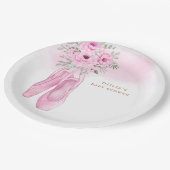 ピンクエレガントフローラバレリーナシューズベビーシャワー ペーパープレート (アングル)