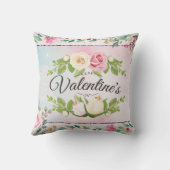 ピンクエレガントフローラバレンタインデーはがき クッション (裏面)