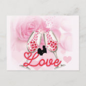 ピンクエレガントフローラバレンタインデーはがき ポストカード (正面)