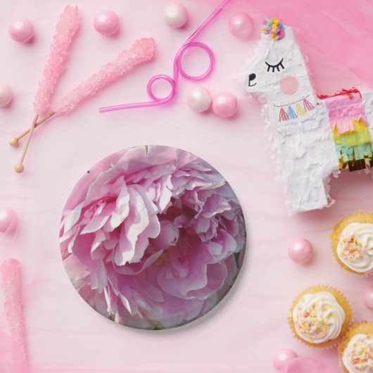 ピンクエレガントフローラピンクの花ピンク牡丹 ペーパープレート (パーティー)