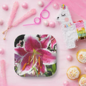 ピンクエレガントフローラピンク花の熱帯花 ペーパープレート (パーティー)