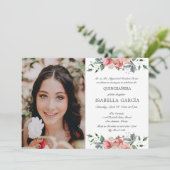 ピンクエレガントフローラフォトキンセアニラ招待状 招待状 (スタンド正面)