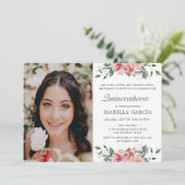 ピンクエレガントフローラフォトキンセアニラ招待状 招待状 (スタンド正面)