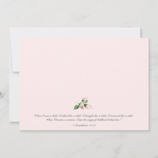 ピンクエレガントフローラフォトキンセアニラ招待状 招待状 (裏面)