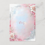 ピンクエレガントフローラフレームソフトパステルグロー結婚ズ エンクロージャーカード (裏面)
