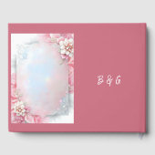 ピンクエレガントフローラフレームソフトパステルグロー結婚ズ ゲストブック (裏面)