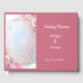 ピンクエレガントフローラフレームソフトパステルグロー結婚ズ ゲストブック (正面)