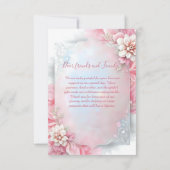 ピンクエレガントフローラフレームソフトパステルグロー結婚ズ サンキューカード (裏面)