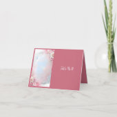 ピンクエレガントフローラフレームソフトパステルグロー結婚ズ サンキューカード (正面)