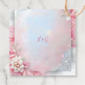 ピンクエレガントフローラフレームソフトパステルグロー結婚ズ フェイバータグ (裏面)