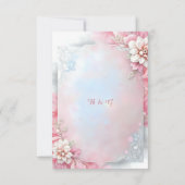 ピンクエレガントフローラフレームソフトパステルグロー結婚ズ 出欠カード (裏面)