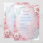 ピンクエレガントフローラフレームソフトパステルグロー結婚ズ 招待状 (正面/裏面)