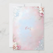 ピンクエレガントフローラフレームソフトパステルグロー結婚ズ 招待状 (裏面)