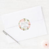 ピンクエレガントフローラブライダルシャワーお願い ラウンドシール (封筒)