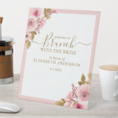 ピンクエレガントフローラブライダルシャワーへようこそ 台座サイン (インサイチュ)
