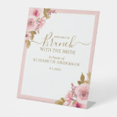 ピンクエレガントフローラブライダルシャワーへようこそ 台座サイン (正面)