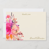 ピンクエレガントフローラブライダルシャワーカスタムありがとう サンキューカード (正面)