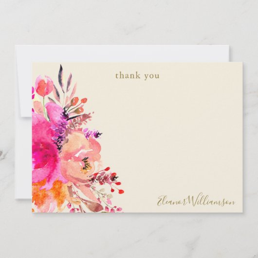 ピンクエレガントフローラブライダルシャワーカスタムありがとう サンキューカード (正面)
