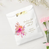 ピンクエレガントフローラブライダルシャワーカスタムありがとう フェイバーバッグ (封をした状態)