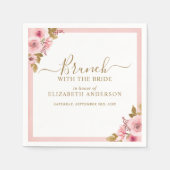 ピンクエレガントフローラブライダルシャワーブランチ スタンダードカクテルナプキン (正面)