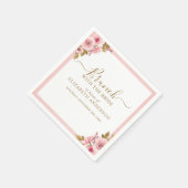 ピンクエレガントフローラブライダルシャワーブランチ スタンダードカクテルナプキン (角)