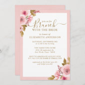 ピンクエレガントフローラブライダルシャワーブランチ 招待状 (正面/裏面)