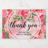 ピンクエレガントフローラブライダルシャワーミニ スパークリングワインラベル (シングルラベル)