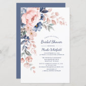 ピンクエレガントフローラブライダルシャワー招待 (正面/裏面)
