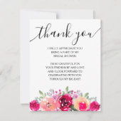 ピンクエレガントフローラブライダルシャワー サンキューカード (正面)