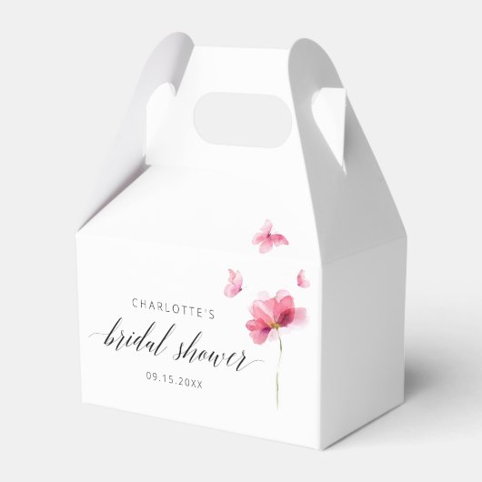 ピンクエレガントフローラブライダルシャワー フェイバーボックス (正面サイド)