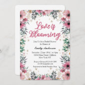 ピンクエレガントフローラブライダルシャワー 招待状 (正面/裏面)