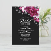 ピンクエレガントフローラブラックブライダルシャワー 招待状 (スタンド正面)