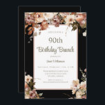 ピンクエレガントフローラブラック90th誕生日ブランチ 招待状<br><div class="desc">ピッエレガントクフローラブラック90th誕生日ブランチ招待状この90thエレガントバースデーパーティーの招待はあなたの特別なイベントに最適！このデザインは美しいピンクの水色の花を特徴とする。タイポグラフィカスタムはトレンディーとエレガント!</div>